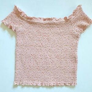 American Eagle smocked off shoulder top